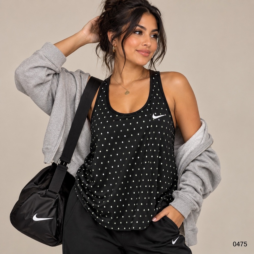 Nike Dri-FIT Racerback Tank Top Black Metallic Teardrop Pattern Women Small 0475